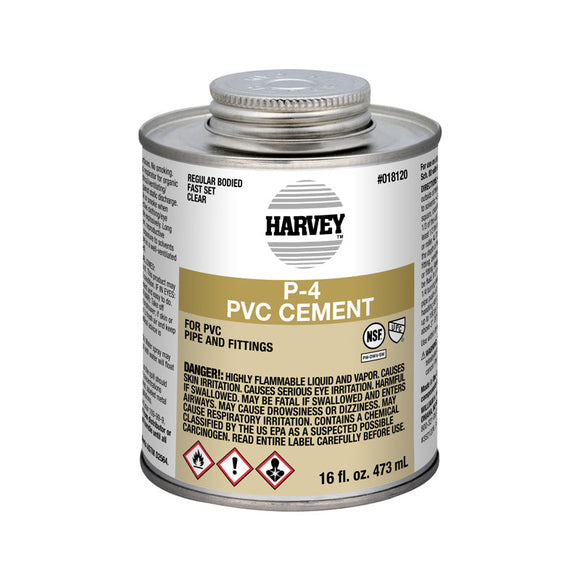 William H Harvey 16 oz. P-4 PVC Regular Body Clear Cement (16 oz.)