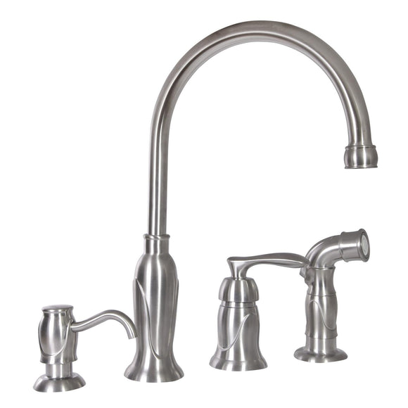 Design House  Madison Kitchen Faucet with Side Sprayer and Soap Dispenser in Satin Nickel