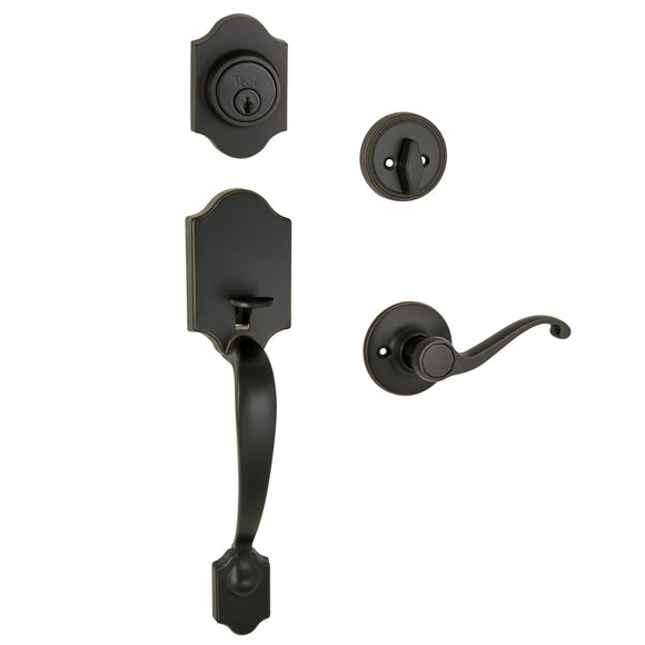 Design House  Sussex Entry Handle Set with Scroll Lever and Single Cylindar Deadbolt in Oil-Rubbed Bronze