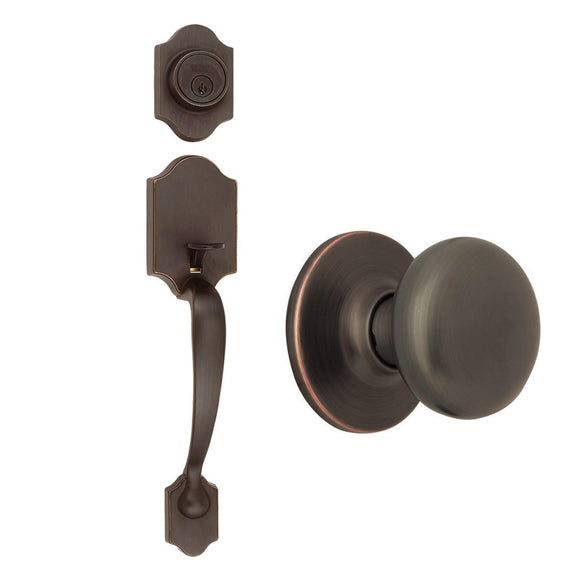 Design House Sussex Entry Handle Set with Single Cylindar Deadbolt in Oil-Rubbed Bronze
